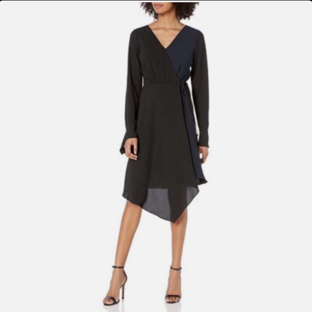 Bailey 44 by Anthropologie Asymmetrical Mirin Black and Navy Dress 10 New